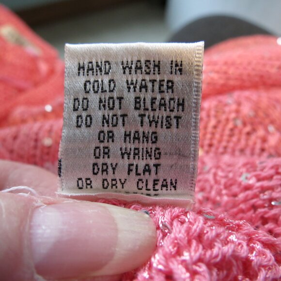 Avalin Coral & Ivory Striped Sweater Long Sleeve Sequins Scoop Neck Size Large - Picture 10 of 10